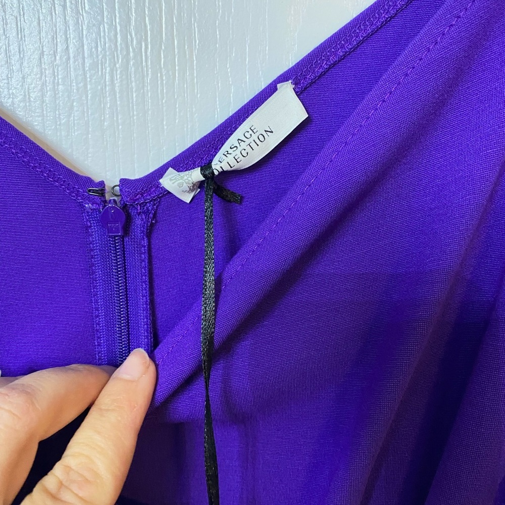 NWT 100% authentic Versace collection purple dress 3/4 length sleeves size 46 - Picture 4 of 8
